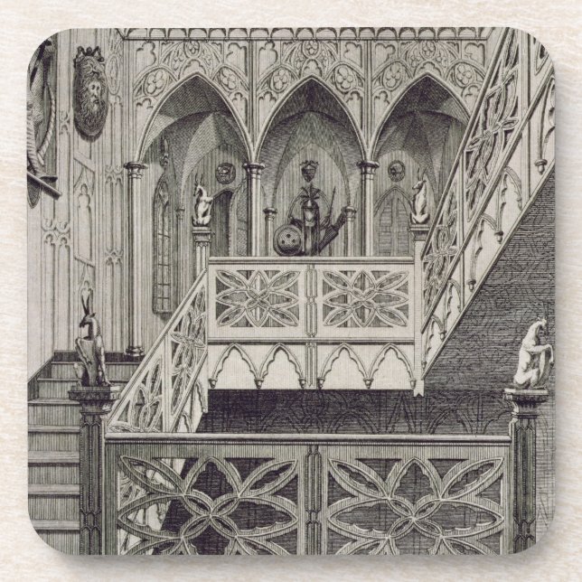 Staircase at Strawberry Hill, engraved by J. Newto Coaster (Front)