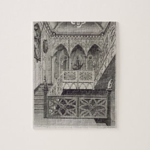 Staircase at Strawberry Hill, engraved by J. Newto Jigsaw Puzzle