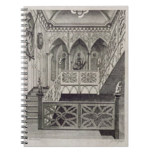 Staircase at Strawberry Hill, engraved by J. Newto Notebook
