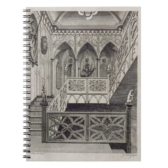 Staircase at Strawberry Hill, engraved by J. Newto Notebook (Front)