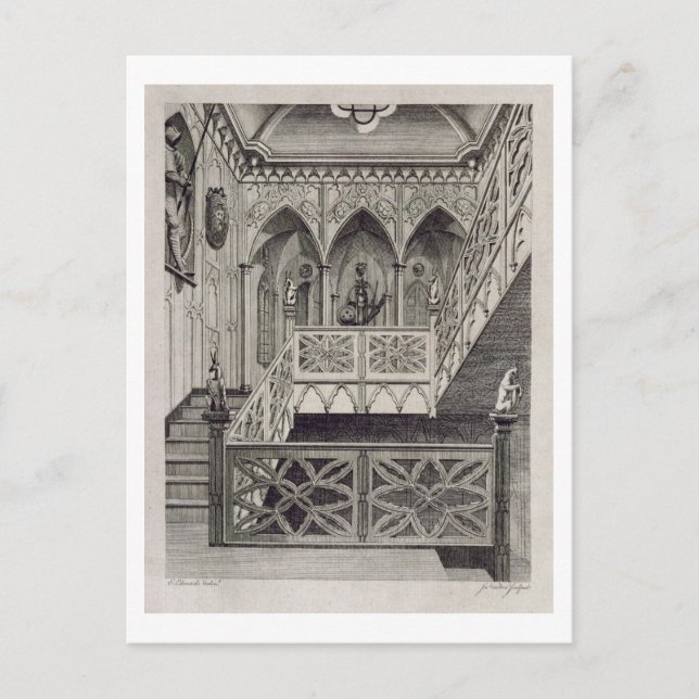 Staircase at Strawberry Hill, engraved by J. Newto Postcard (Front)