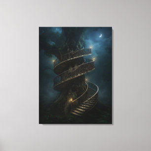 Staircase wrapped around tree canvas print