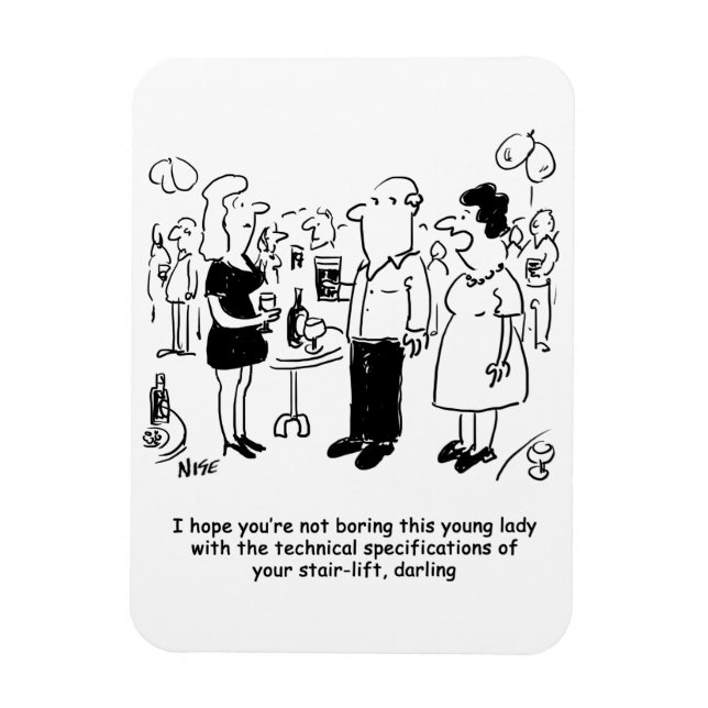 Stairlift specifications cartoon. magnet (Vertical)