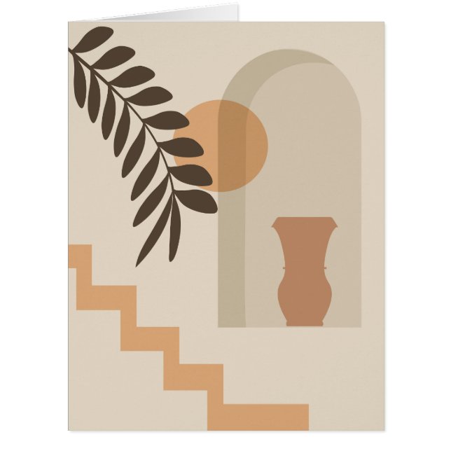 Stairs Leaf Vase Sun, Boho Abstract Geometric Art (Front)