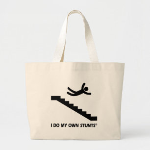 Stairs My Own Stunts Large Tote Bag