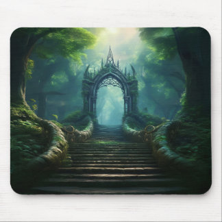 Stairs to Ancient Gate in Enchanted Forest Mouse Pad