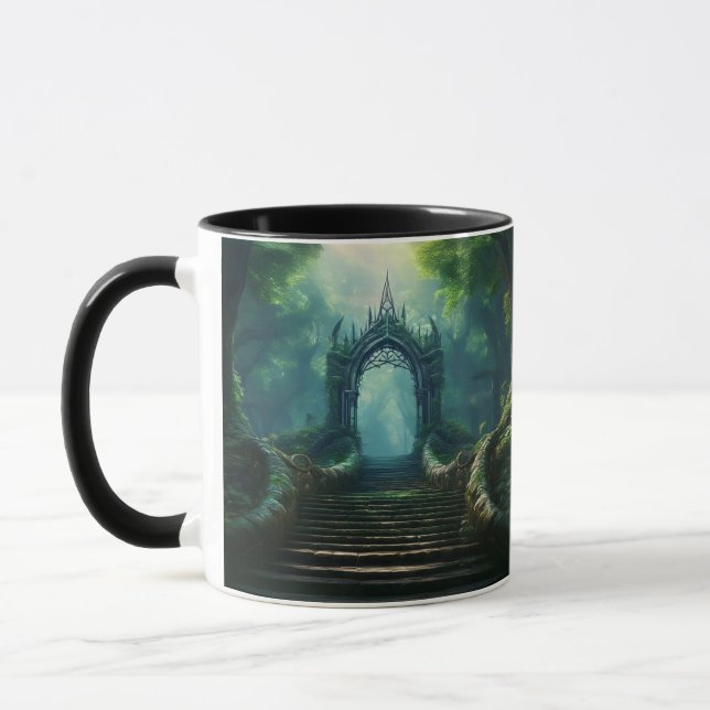Stairs to Ancient Gate in Enchanted Forest Mug (Left)