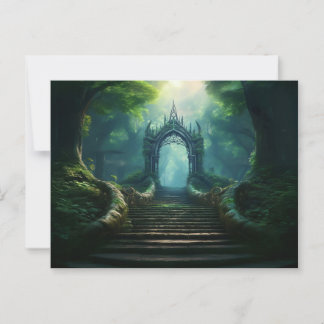 Stairs to Ancient Gate in Enchanted Forest Postcard