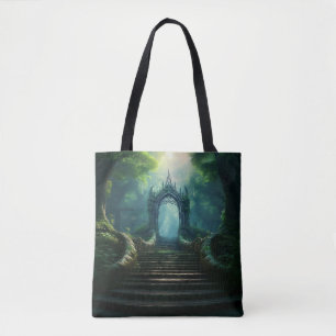 Stairs to Ancient Gate in Enchanted Forest Tote Bag