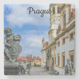 Stairs with stone angels at Loreto Prague church Coaster
