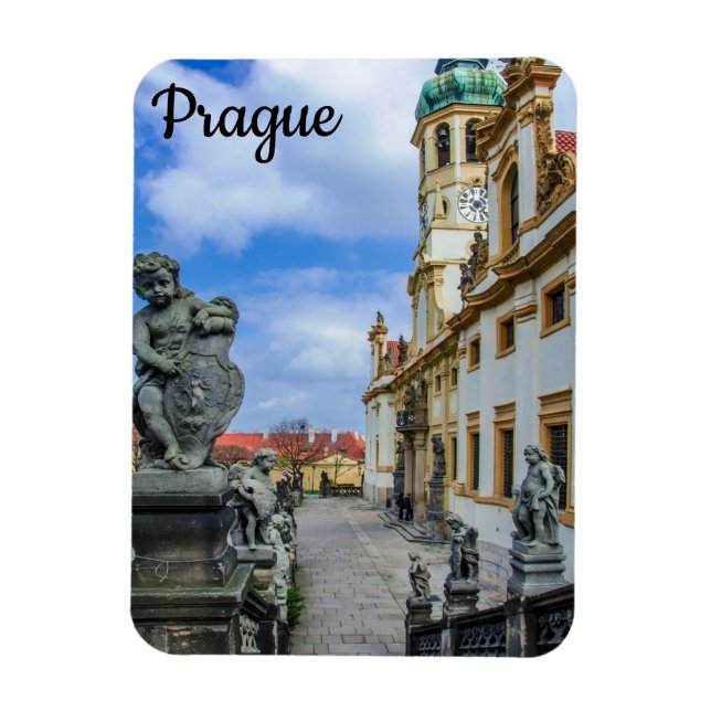 Stairs with stone angels at Loreto Prague church Magnet (Vertical)