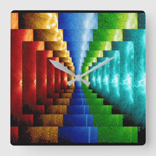 Stairsteps Multicolor Abstract Art Square  Wall Clock (Front)
