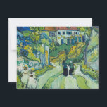 Stairway at Auvers by van Gogh:  Postcard<br><div class="desc">Vincent van Gogh was a master at visually recording the everyday lives of people. Here, we have another work of art from 1890. People, various man-made structures, and aspects of nature share space on the canvas, which takes place outside. The outdoor stairway can be found towards the back of the...</div>