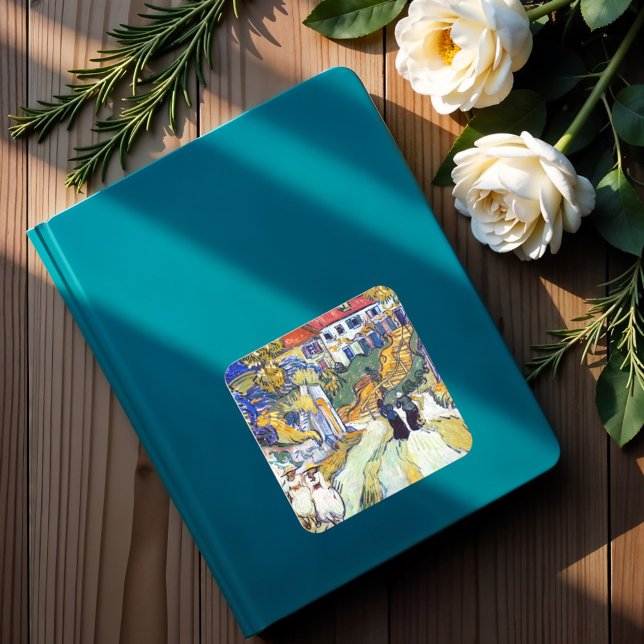 Stairway at Auvers by Vincent Van Gogh   Square Sticker (Creator Uploaded)