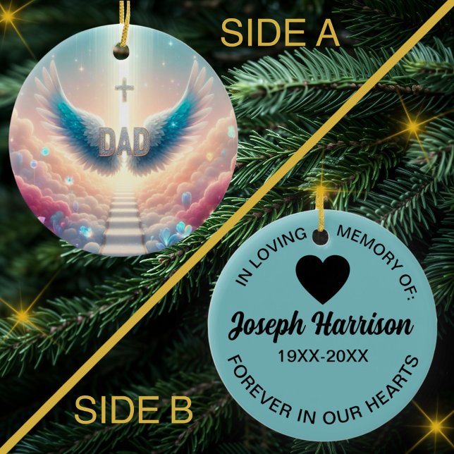 Stairway to Heaven Dad Angel Wings Memorial Ceramic Tree Decoration (Creator Uploaded)