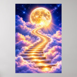 Stairway To The Moon - Heavenly Dreamscape Cloud Poster