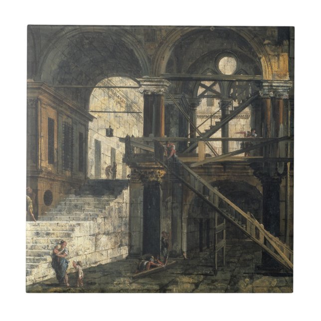 Stairwell in a Renaissance House, c.1741-42 Tile (Front)