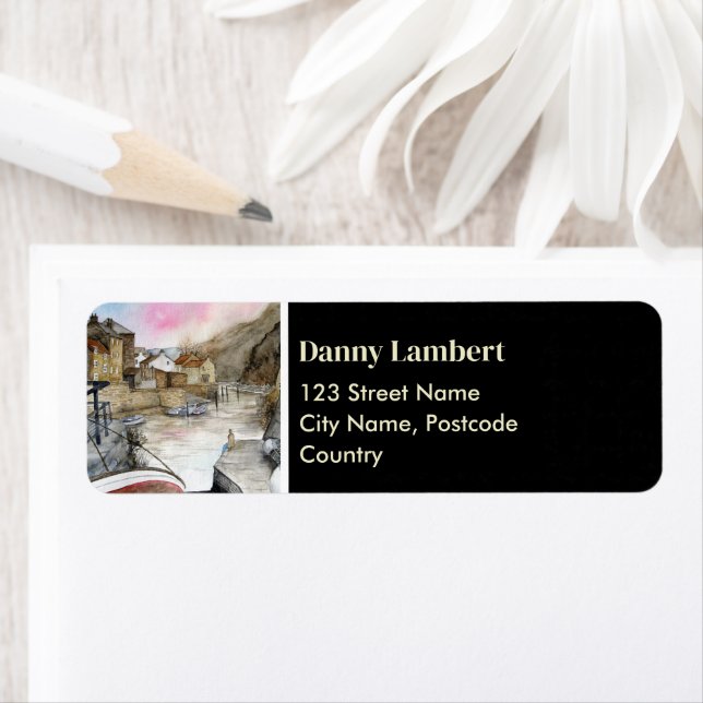 Staithes North England Watercolor Home Address (Insitu)