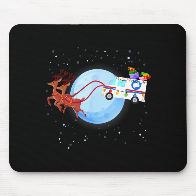 Stal Worker Christmas Mail Truck Funny Mailman Gif Mouse Pad (Front)