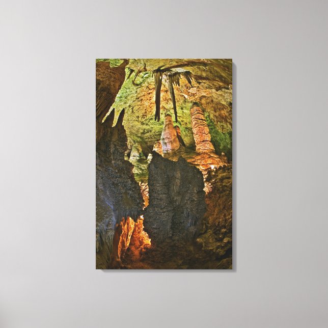 Stalactites and stalagmites in the Hall of Giants, Canvas Print (Front)