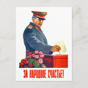 Stalin voting, old Soviet propaganda Postcard