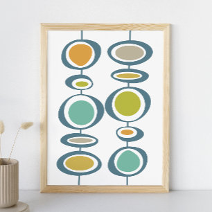 Stalk Circles Mid Century Modern Styled Poster