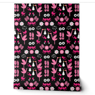 Stalk Delivery Twin Baby Room Wallpaper