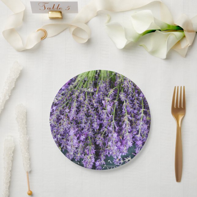 Stalks of Lavender Floral Paper Plates (Wedding)