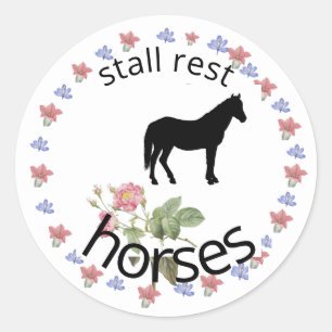 stall rest horses classic round sticker