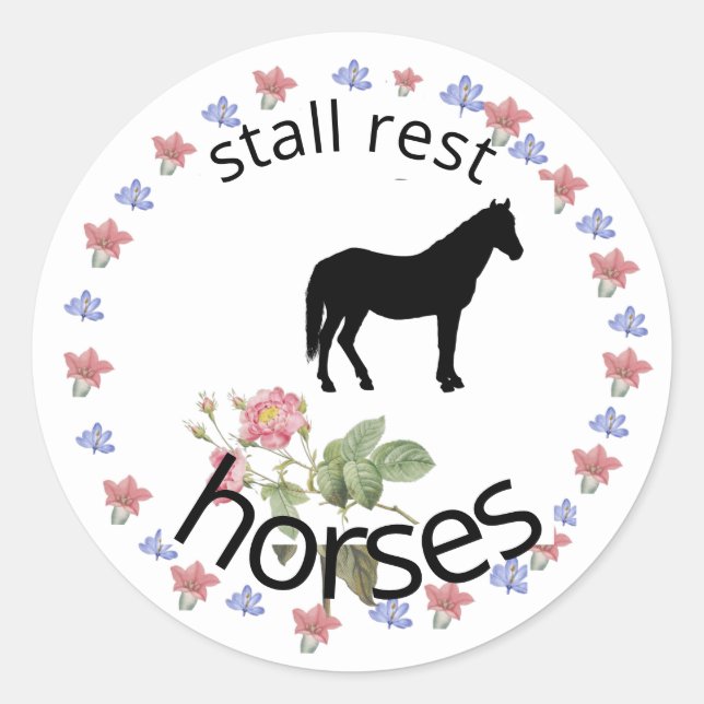 stall rest horses classic round sticker (Front)