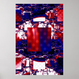 Stalling   Red and Blue Fractal Art Poster