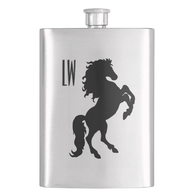 Stallion Horse Monogram Hip Flask (Front)