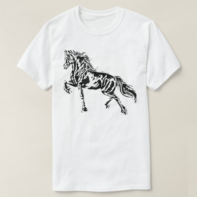 Stallion Horse Motif Elegant Mane Animals colourfu T-Shirt (Design Front)