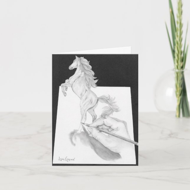 Stallion Rising From Paper Card (Front)