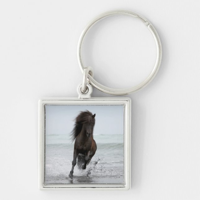 Stallion Running On Beach | North Atlantic Key Ring (Front)