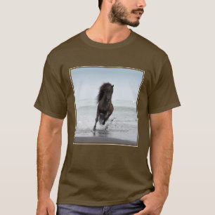 Stallion Running On Beach   North Atlantic T-Shirt