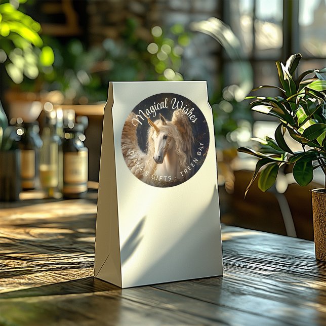 Stallion with Pegasus Wings and Unicorn Horn Classic Round Sticker (Creator Uploaded)