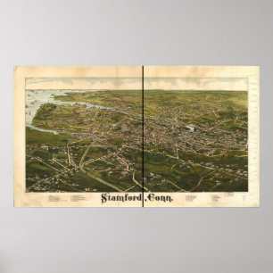 Stamford Connecticut 1883 Antique Panoramic Map Poster
