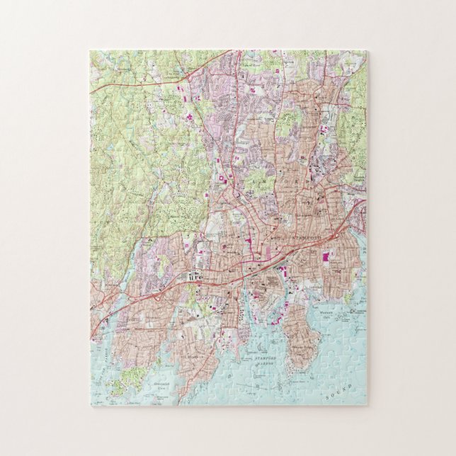 Stamford Connecticut Map (1987) Jigsaw Puzzle (Vertical)