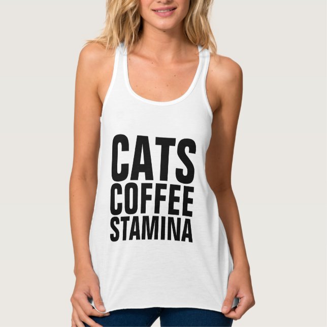 STAMINA CAT T-shirts, CATS COFFEE Singlet (Front)