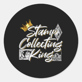 Stamp Collecting King For A Philatelist Classic Round Sticker
