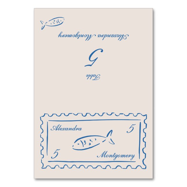 Stamp Hand Drawn Meal Choice Wedding Place Card (Front)