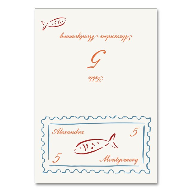 Stamp Hand Drawn Meal Choice Wedding Place Card (Front)