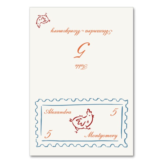 Stamp Hand Drawn Meal Choice Wedding Place Card (Front)