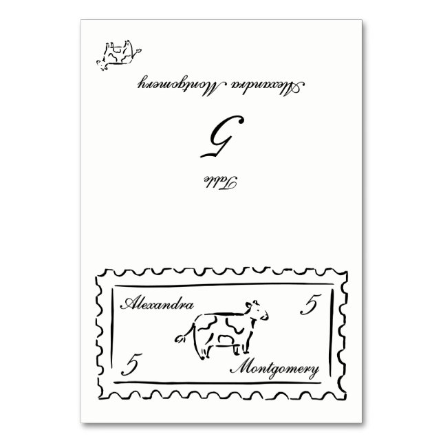 Stamp Hand Drawn Meal Choice Wedding Place Card (Front)