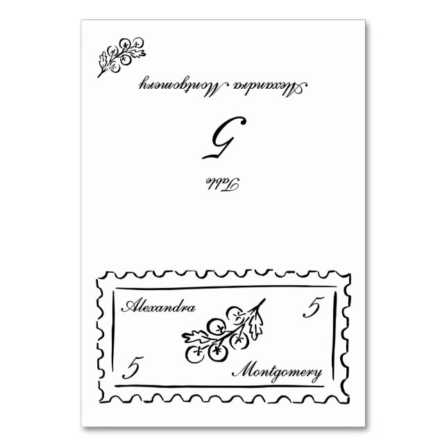 Stamp Hand Drawn Meal Choice Wedding Place Card (Front)