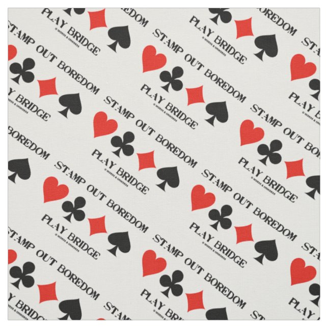 Stamp Out Boredom Play Bridge Four Card Suits Fabric (Swatch)