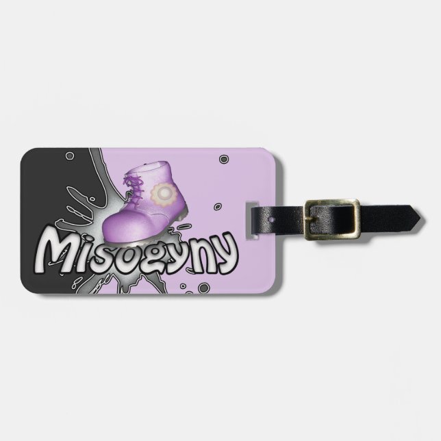 Stamp Out Misogyny Personalised Luggage Tag (Front Horizontal)