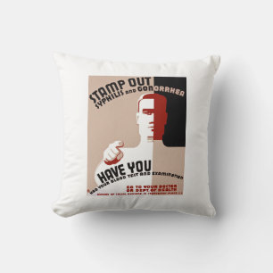 Stamp Out Syphilis and Gonorrhoea Cushion