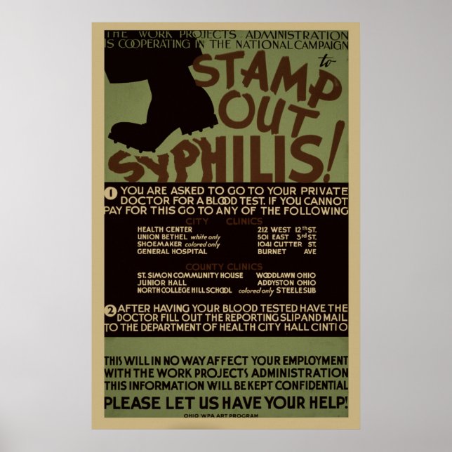 Stamp Out Syphilis Vintage WPA Health Poster (Front)